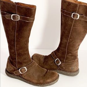 Born Brown Suede Leather Tall Boots Handcrafted